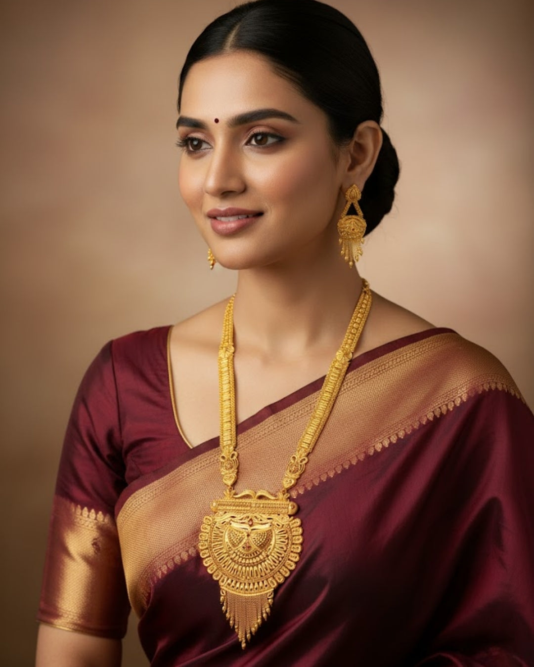 Aishwarya Suvarnachakra Heritage Necklace Set – Temple Jewellery Necklace & Matching Earrings