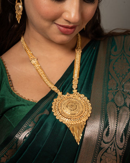 Aishwarya Mandala Antique Jewellery Set – Antique Matte Gold-Plated Necklace & Earrings Set