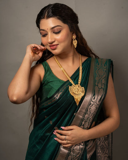 Aishwarya Heritage Haram Set – Antique Matte Gold-Plated Temple Jewelry with Ruby Accents